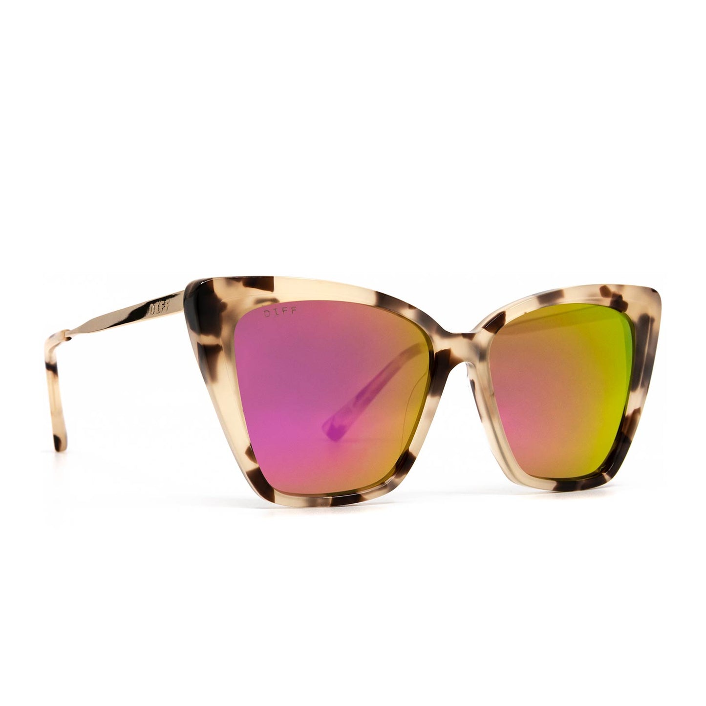 Óculos de Sol Becky II - Tartaruga Creme + Espelhado Rosa