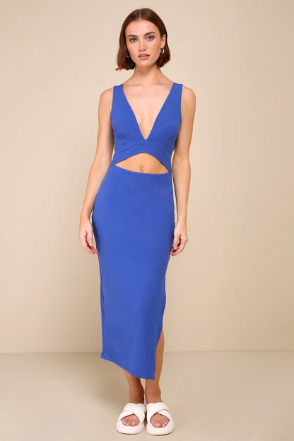 Vestido Mini canelado-azul