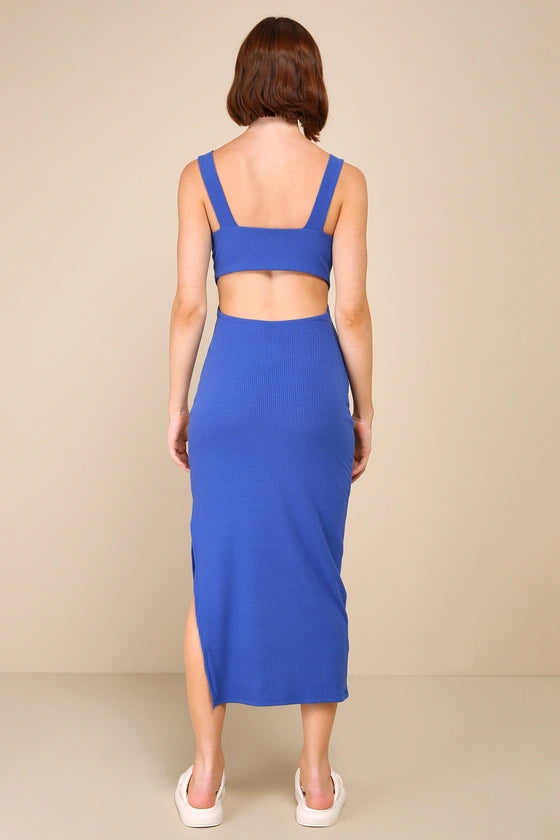 Vestido Mini canelado-azul