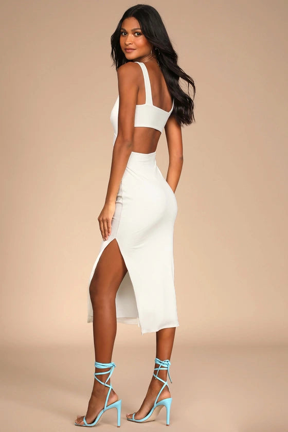 Vestido Mini canelado-branco