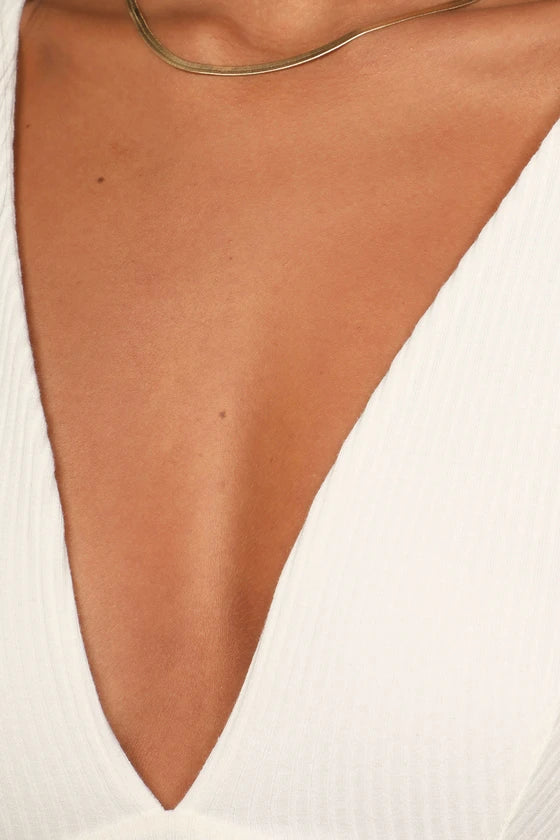 Vestido Mini canelado-branco