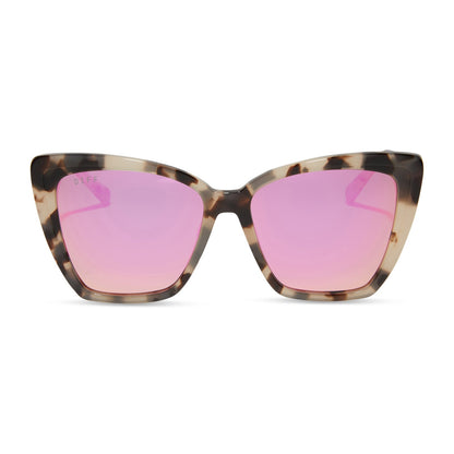 Óculos de Sol Becky II - Tartaruga Creme + Espelhado Rosa
