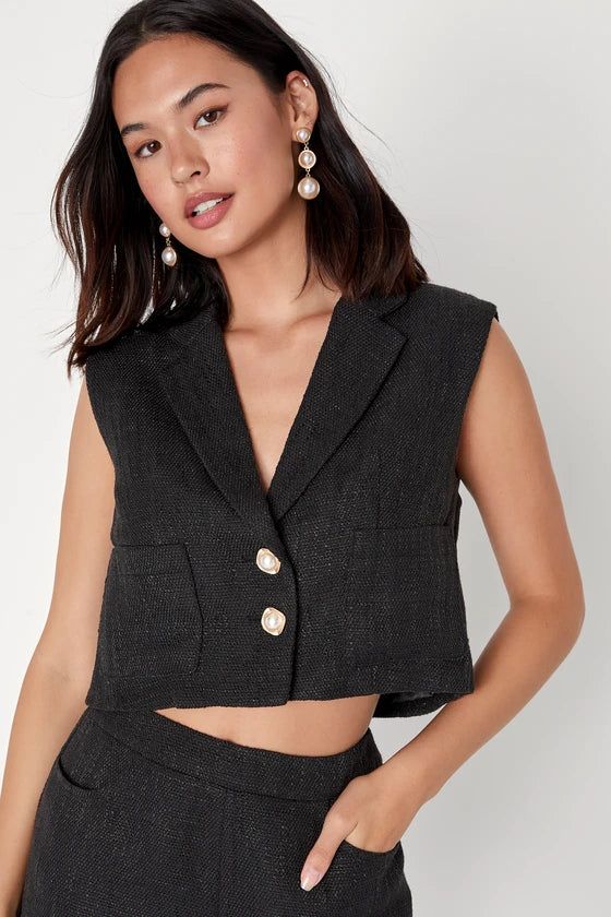 Blazer Leve Sem Mangas Mysjoy-preto
