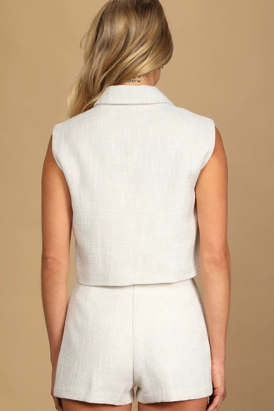 Blazer Leve Sem Mangas Mysjoy-branco