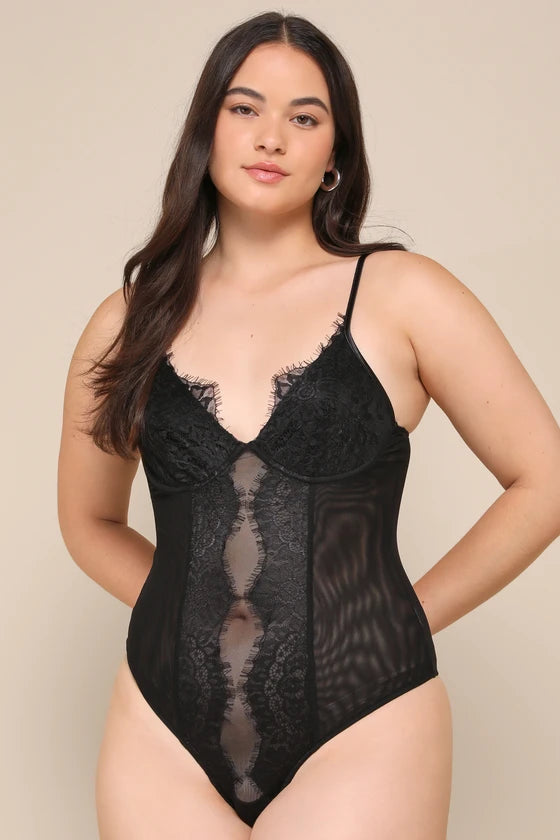Body Preto Sem Mangas com Renda Mysjoy-preto