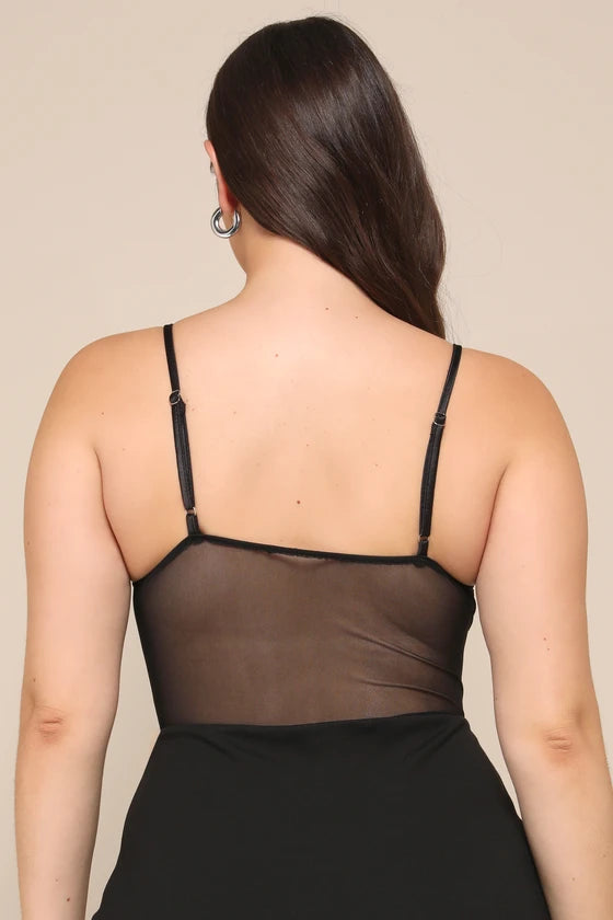 Body Preto Sem Mangas com Renda Mysjoy-preto