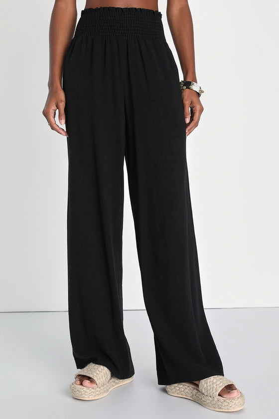 Calças Franzidas Mysjoy Hit the Breeze - Preto