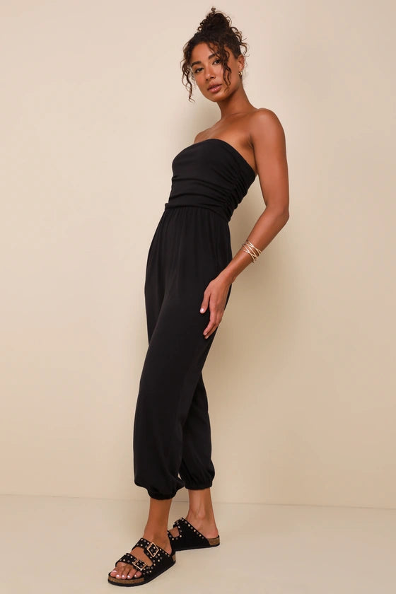 Macacao Jogger Sem Alcas Mysjoy-preto