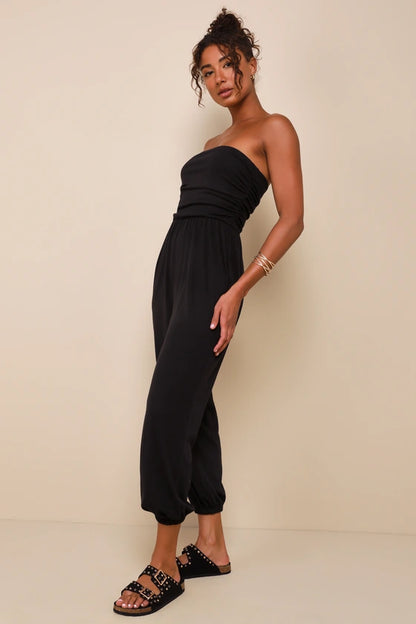 Macacao Jogger Sem Alcas Mysjoy-preto
