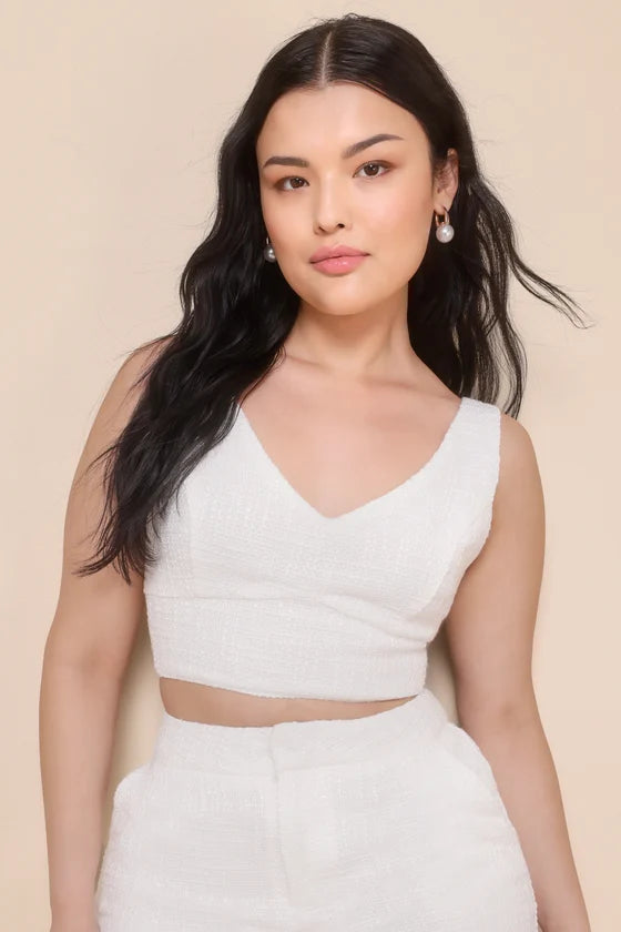 Top Tweed Marfim-branco