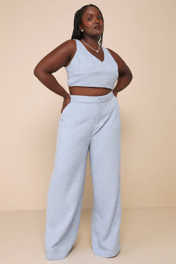 Top Tweed Marfim-azul