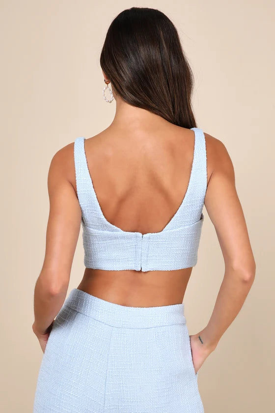 Top Tweed Marfim-azul