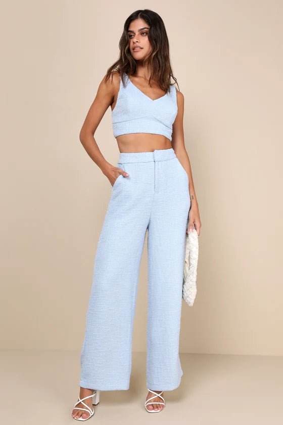 Top Tweed Marfim-azul