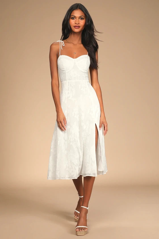 Vestido Midi Elegante-branco