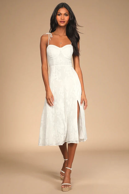 Vestido Midi Elegante-branco