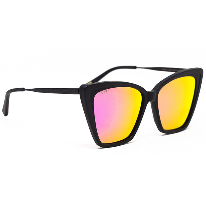 Óculos de Sol Becky II - Preto Fosco + Espelhado Rosa Polarizado
