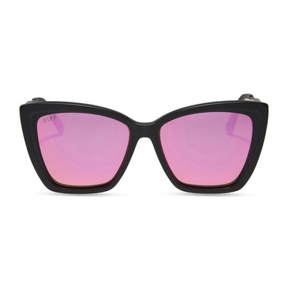 Óculos de Sol Becky II - Preto Fosco + Espelhado Rosa Polarizado