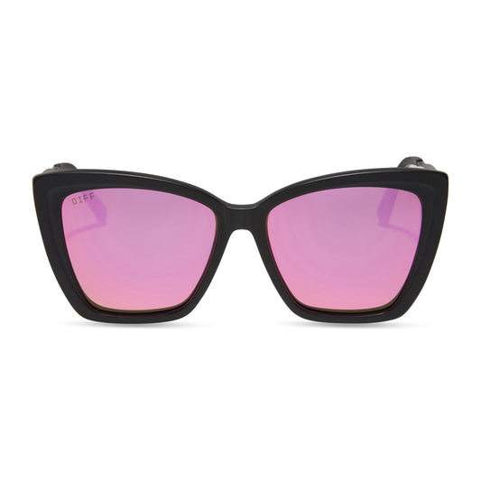Óculos de Sol Becky II - Preto Fosco + Espelhado Rosa Polarizado